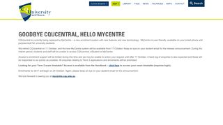 MyCentre Downtime - CQUniversity