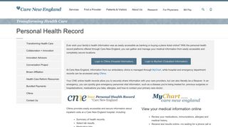 Personal Health Record - Care New England Health System