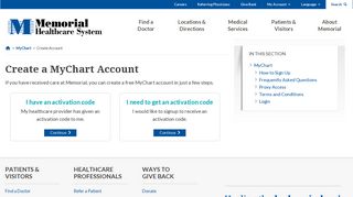 Create a MyChart Account - MyChart | Memorial Healthcare System