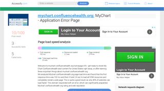 Access mychart.confluencehealth.org. MyChart - Application Error Page