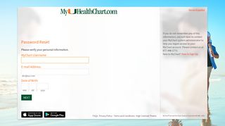 MyChart - Password Reset Page - MyUHealthChart