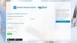 MyChart - Login Recovery Page