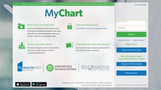 MyChart - Login Page - Greenville Health System