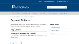 Payment Options | MUSC Health | Charleston, SC