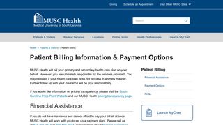 Patient Billing Information & Payment Options | MUSC Health ...