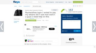 SOLVED: mycheckfree login I wnted to pay my electric bill - Fixya