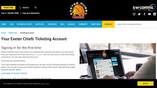 Your Exeter Chiefs Ticketing Account