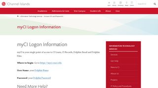 myCI Logon Information - Information Technology Services - CSU ...