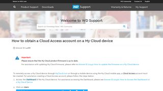 How to obtain a Cloud Access account on a My Cloud device | WD ...