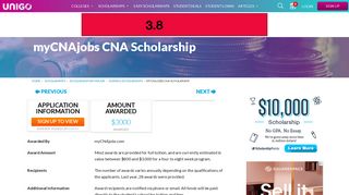 myCNAjobs CNA Scholarship Details - Apply Now | Unigo