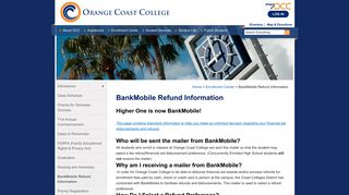 BankMobile Refund Information - Orange Coast College