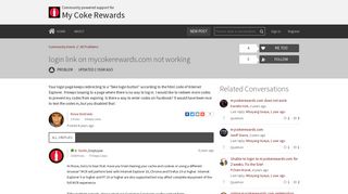 login link on mycokerewards.com not working | My Coke Rewards ...
