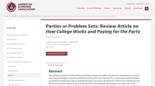 Parties or Problem Sets: Review Article on How College Works and ...