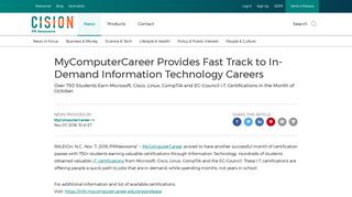 MyComputerCareer Provides Fast Track to In-Demand Information ...