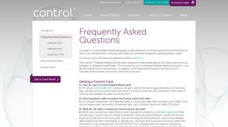 Control Prepaid Mastercard - Help - Frequently Asked Questions