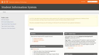 Home | Student Information System - Rochester Institute of Technology