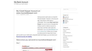 www.mycreditkeeper.com - My Credit Keeper Account