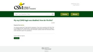 My my.CSMD login was disabled. How do I fix this? - College of ...