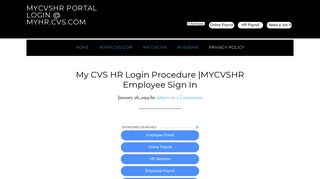 MYCvsHR Portal LOGIN @ MYHR.CVS.COM - My CVS HR Sign in ...