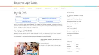 MyHR CVS - Employee Login Guides