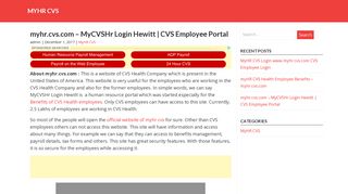 myhr.cvs.com - MyCVSHr Login Hewitt | CVS Employee Portal