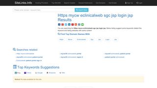 Https mycw eclinicalweb sgc jsp login jsp Results For Websites Listing