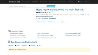 Https mycw eclinicalweb jsp login Results For Websites Listing