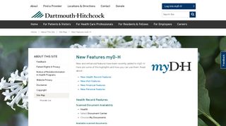 New Features myD-H | About This Site | Dartmouth-Hitchcock