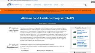 Alabama Food Assistance Program (SNAP) | Benefits.gov