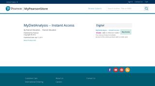 MyDietAnalysis -- Instant Access - MyPearsonStore