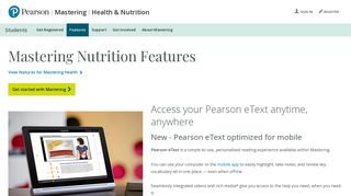 Features MasteringNutrition | Students | Mastering Health & Nutrition ...