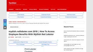 mydish.redlobster.com 2018 | How To Access Employee Benefits With ...