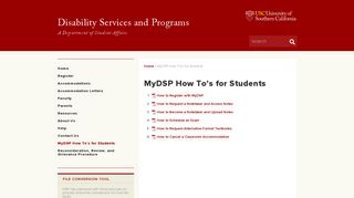 MyDSP How To's for Students | Disability Services and Programs | USC