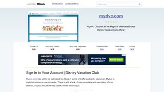 Mydvc.com website. Sign In to Your Account | Disney Vacation Club.