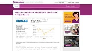 Ecolab's Shareholder Services at Investor Center - Computershare