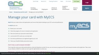 MyECS overview | Electrotechnical Certification Scheme - ECS card