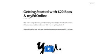 Getting Started with $20 Boss & myEdOnline - myEdOnline Help