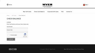 check your balance - Myer gift cards