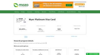 Myer Platinum Visa Card | Credit card product information | Mozo