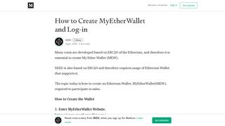 How to Create MyEtherWallet and Log-in – SEED – Medium