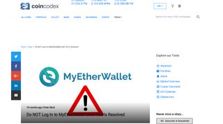 Do NOT Log In to MyEtherWallet Until This Is Resolved | CoinCodex