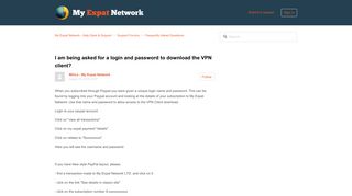 I am being asked for a login and password to ... - My Expat Network