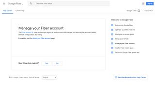 Manage your Fiber account - Google Fiber Help - Google Support