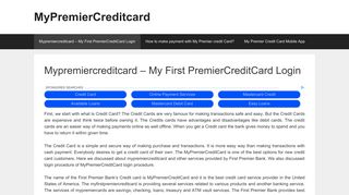 Mypremiercreditcard – My First PremierCreditCard Login