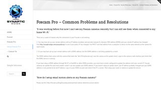 Foscam Pro - Common Problems and Resolutions - Synaptic Edge
