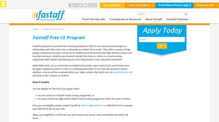 Fastaff Free CE Program | Fastaff Travel Nursing