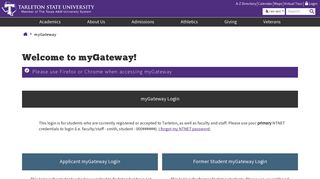 myGateway - Information Technology Services - Tarleton State ...