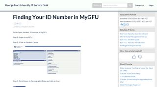 Finding Your ID Number in MyGFU - KnowledgeOwl