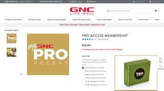 PRO ACCESS Membership | GNC