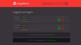 mygulli.com passwords - BugMeNot